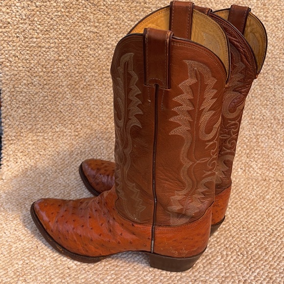 Justin Boots Shoes Justin Mens Cognac Ostrich Western Boots Pointed